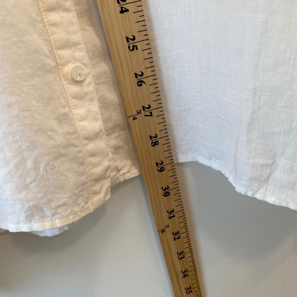 Eileen Fisher Shirt Womens L White Organic 100% Irish Linen Button Down Tunic - Picture 4 of 7
